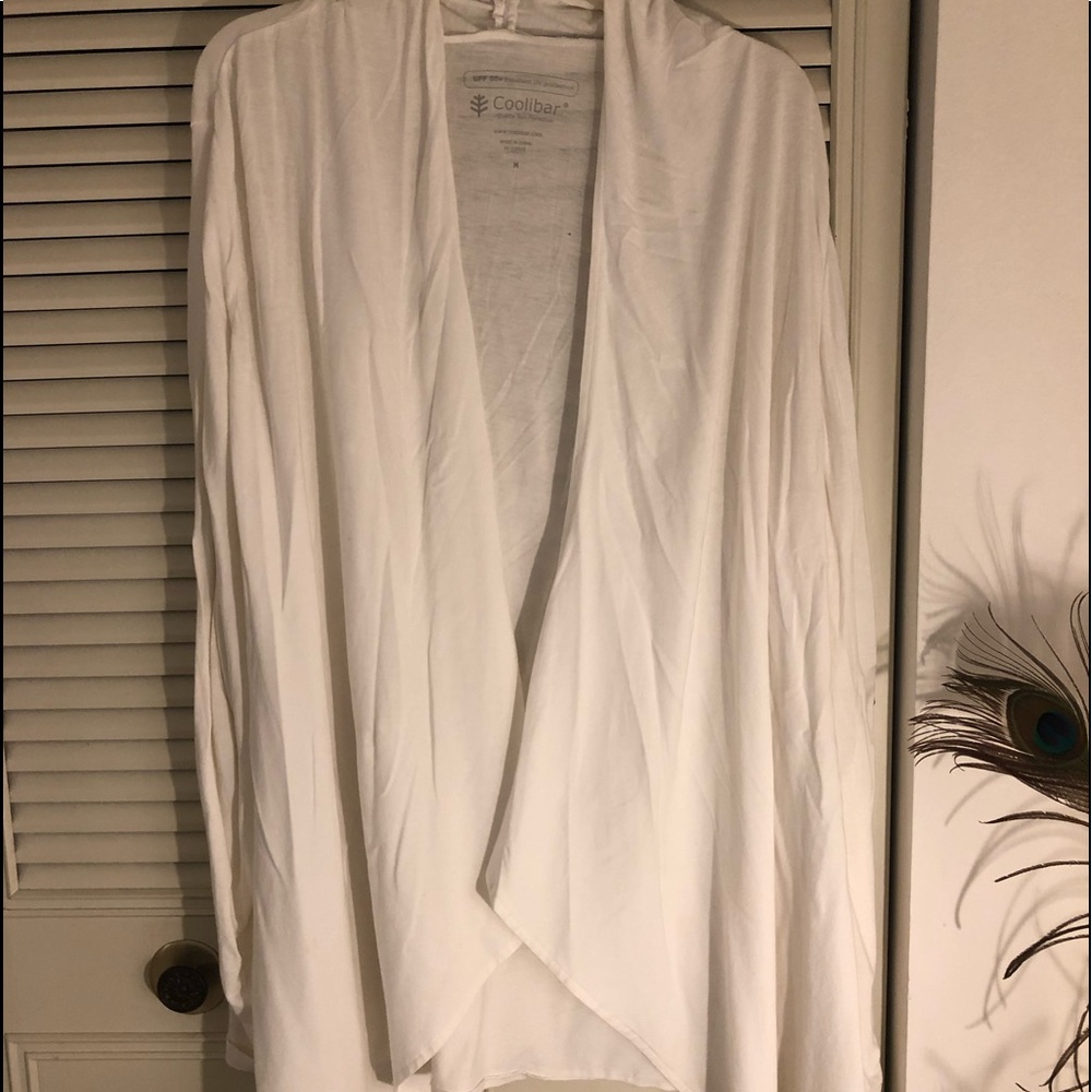 Coolibar White Long Sleeve Open Front Sun Shirt